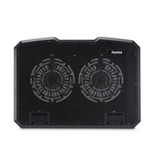 Hama chladic� stojan pro notebook Black Metal, 2 ventil�tory, nakl�p�c�, modr� podsv�cen�, tich�