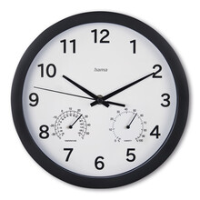 Hama Malta, n�st�nn� hodiny, 25 cm, tich� chod, teplom�r/vlhkom�r, �ern�