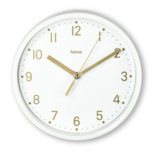 Hama Madeira, stoln� hodiny, pr�m�r 16 cm, tich� chod, b�l�/zlat�