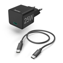 Hama set: rychl� USB nab�je�ka USB-C PD/QC 25 W + kabel USB C-C 1,5 m